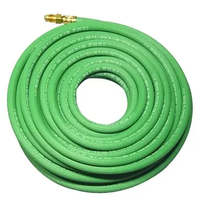Grade R Single-Line Welding Hose, 1/2 in, 50 ft, CC Fittings, Oxygen, Green