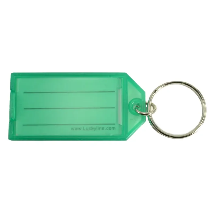 Green Plastic Ring Key Tags with Splits