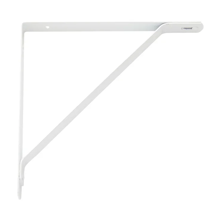 H.D. Fixed Shelf Support Bracket – No Hook, White Powder Coated Steel by BHP