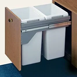 Hailo 21″ 44.2 Quart Double Bin Soft-Closing US Cargo Recycling Center, Silver Gray