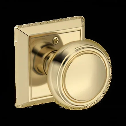 Half Dummy Bremerton Knob with Chamfered Square Rose – Unlacquered Brass Finish by Baldwin Reserve