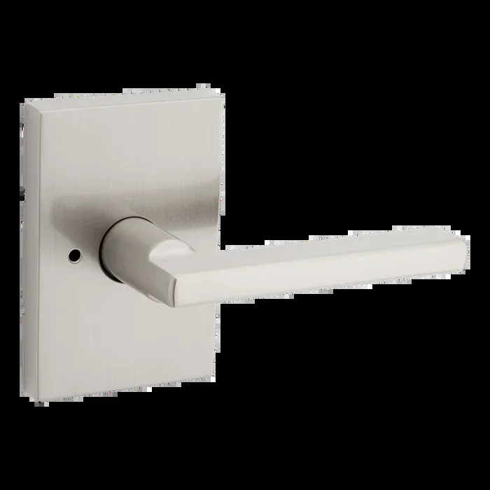 Halifax Lever with Rectangular Rose Privacy Door Lock – Satin Nickel Finish