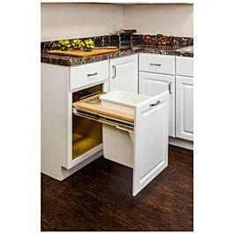 Hardware Resources Single White 35 Quart Top-Mount Trashcan Pullout for 12″ Opening