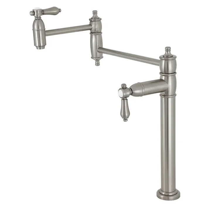 Heirloom Deck Mount Pot Filler Faucet, Brushed Nickel | Kingston Brass