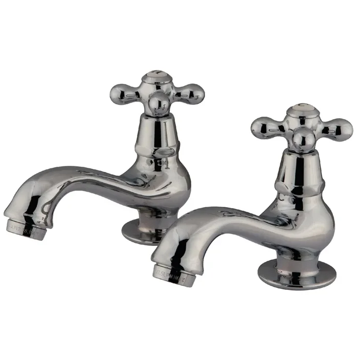 Heritage Basin Tap Faucet with Metal Cross Handle, Polished Chrome
