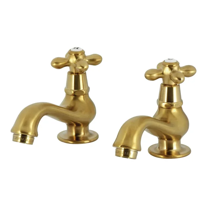 Heritage Two-Handle Deck Mount Basin Tap Faucet – Brushed Brass by Kingston Brass