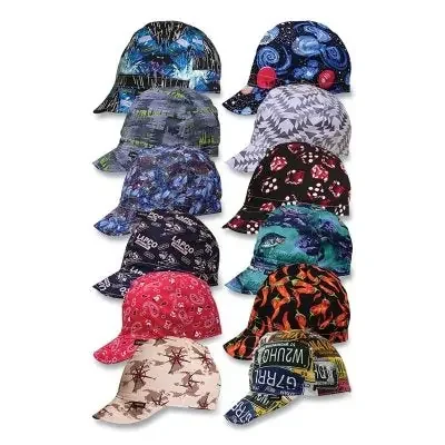 High Crown Welding Cap, Size 7-1/8, Assorted Prints, 4-Panel