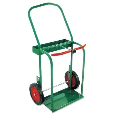 High-Rail Frame Dual-Cylinder Cart, 42 in H x 23 in W, 10 in Solid Rubber Wheels