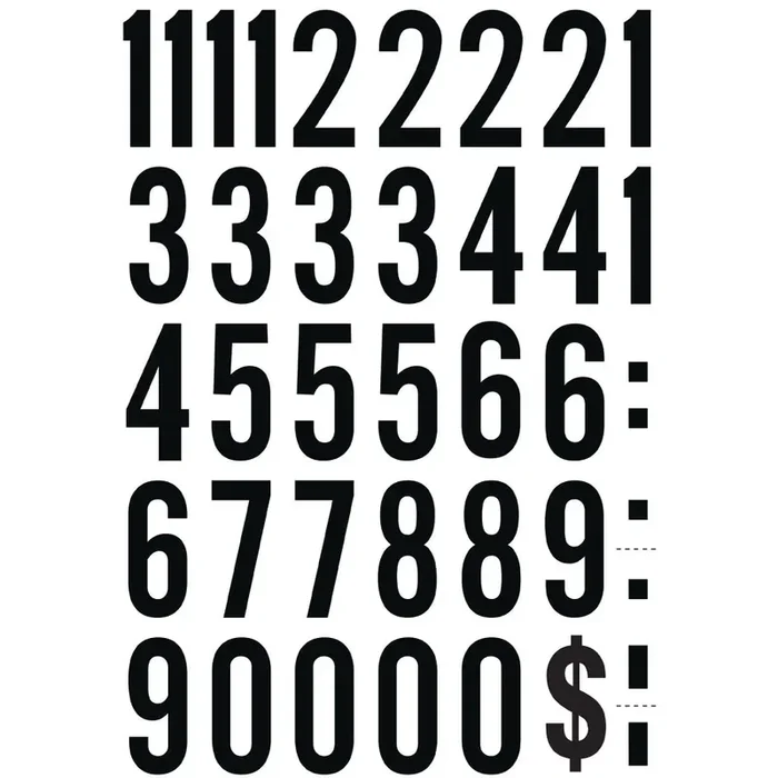 Hy-Ko™ 2″ Black/White Numbers/Symbols (10 pcs.)
