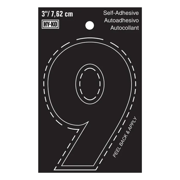 Hy-Ko™ 3″ Black Vinyl Number 9 (10 pcs.)