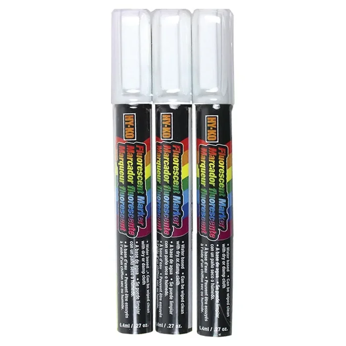 Hy-Ko™ 3 Pack Fluorescent Window Markers, White (3 pcs.)