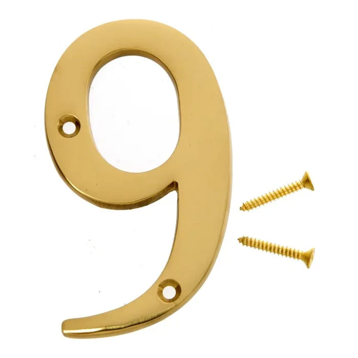 Hy-Ko™ 4″ Solid Brass Number 9 (5 pcs.)