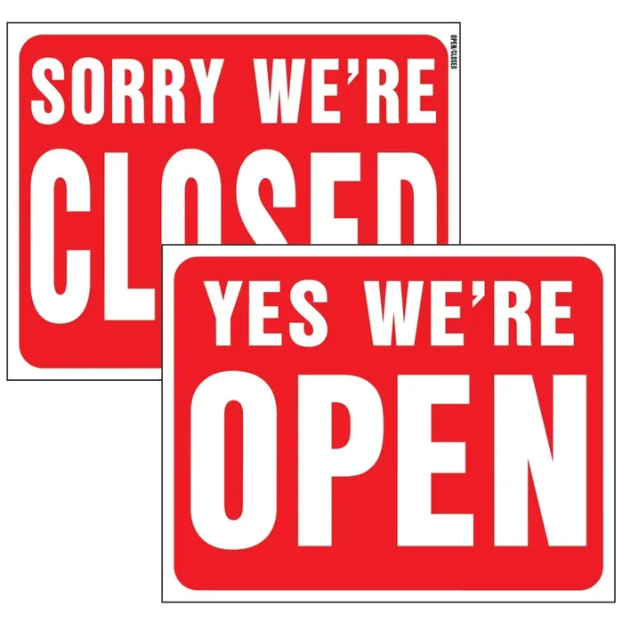 Hy-Ko™ Open/Closed (Reversible) Sign 15″ x 19″ (5 pcs.)