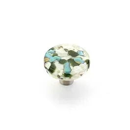 Ice Stainless Steel, Green/Pebbles, Round Kitchen Cabinet Drawer Knob, 1-1/2″ (38mm) Diameter