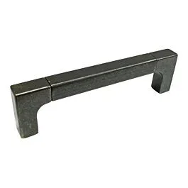 Industrial Iron Style 5-1/32 Inch Center to Center Rustic Black Cabinet Hardware Pull / Handle, Overall Length 5-19/32″