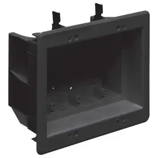 Inset 3-Gang Electric Box for Pushed-Back Outlets & Cables – Black