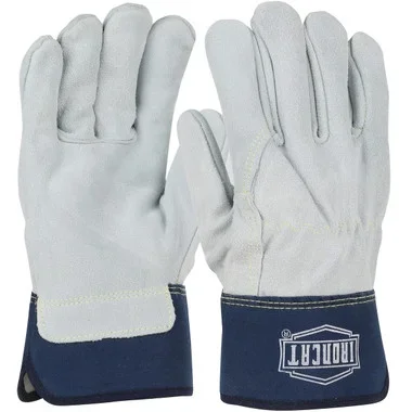 Ironcat Premium Split Cowhide Leather Palm Glove w/Full Back & Kevlar Stitching – Rubberized Safety Cuff – Navy – 1/DZ – IC6