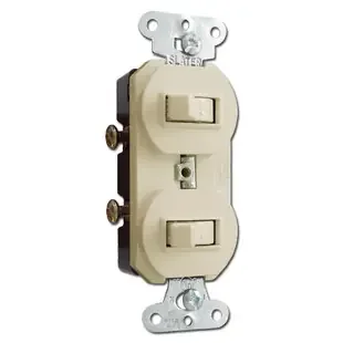 Ivory Horizontal Double Toggle Duplex Switches