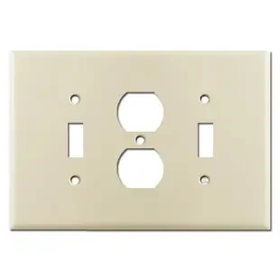 Jumbo 1 Toggle 1 Duplex 1 Toggle Switch Wall Plate – Ivory