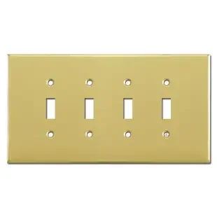 Jumbo 4 Toggle Switch Plate – Polished Brass