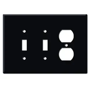 Jumbo Double Toggle Single Outlet Switch Plate – Black