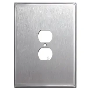 Jumbo Oversized 7.5″ Duplex Receptacle Cover Plate – Stainless Steel