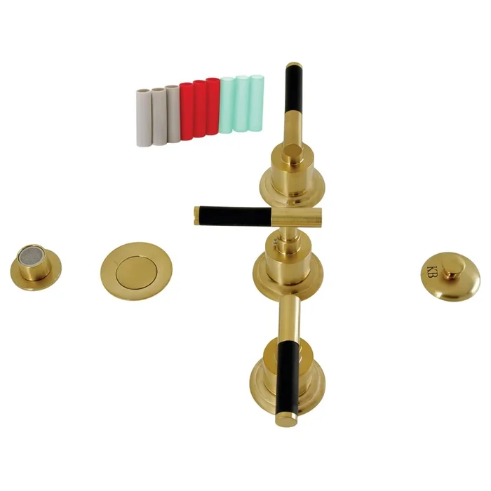 Kaiser Three-Handle Bidet Faucet with Brass Pop-Up, Brushed Brass by Kingston Brass