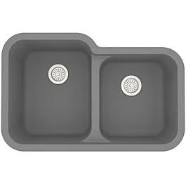 Karran Quartz Q 32-1/2″ x 21″ x 8-1/2″ Undermount Large/Small Bowl, 60/40 Quartz Composite Kitchen Sink in Grey