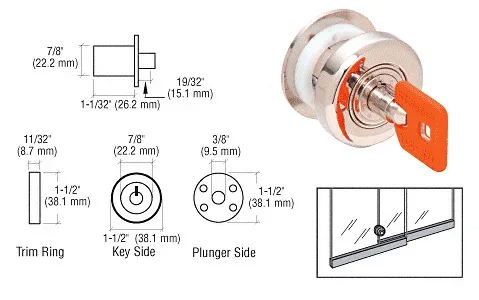 Keymatic Sliding Glass Door Plunger Lock by C.R. Laurence