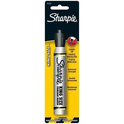 King Size Permanent Marker, Black, Large Chisel Tip, 6 Count