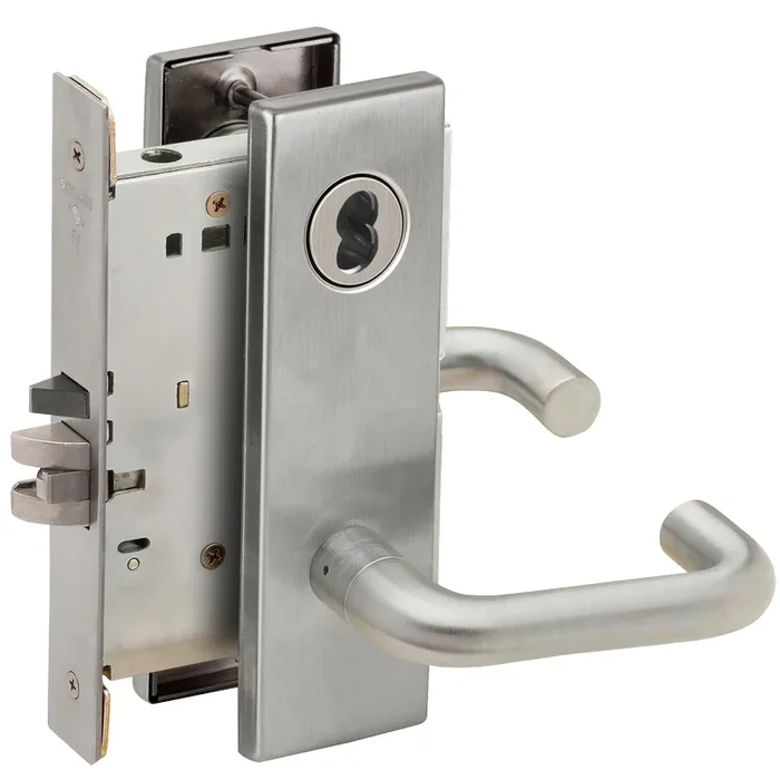 KIT – 03N Entry/Office Mortise Lock, Small Format IC (SFIC), Less Core, Satin Chrome