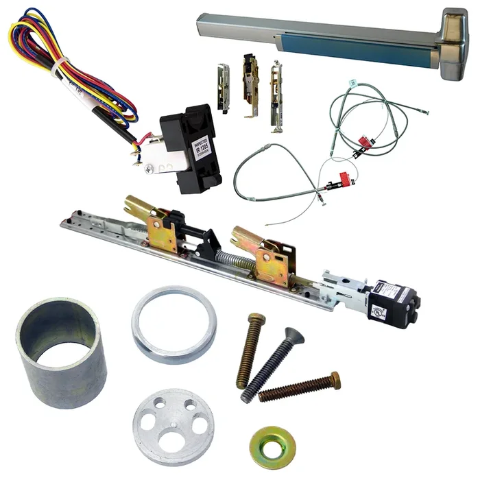 KIT – QELA Quiet Electric Latch Retraction, CVC Grooved Exit Device, RX Request to Exit Switch, 110MD-NL-OP Nightlatch Trim by Von Duprin