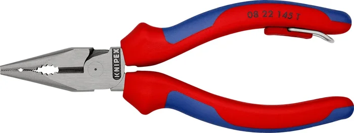 KNIPEX KNIPEX 08 22 145 T BK Needle-Nose Combination Pliers with multi-component grips, with integrated tether attachment point
