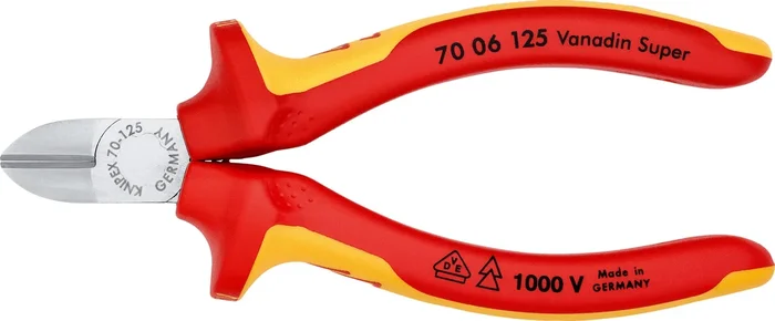 KNIPEX KNIPEX 70 06 125 Diagonal Cutter insulated with multi-component grips, VDE-tested chrome-plated 125 mm
