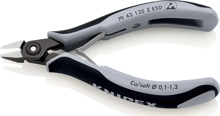 KNIPEX KNIPEX 79 42 125 Z ESD Precision Electronics Side Cutter ESD with multi-component grips burnished 125 mm