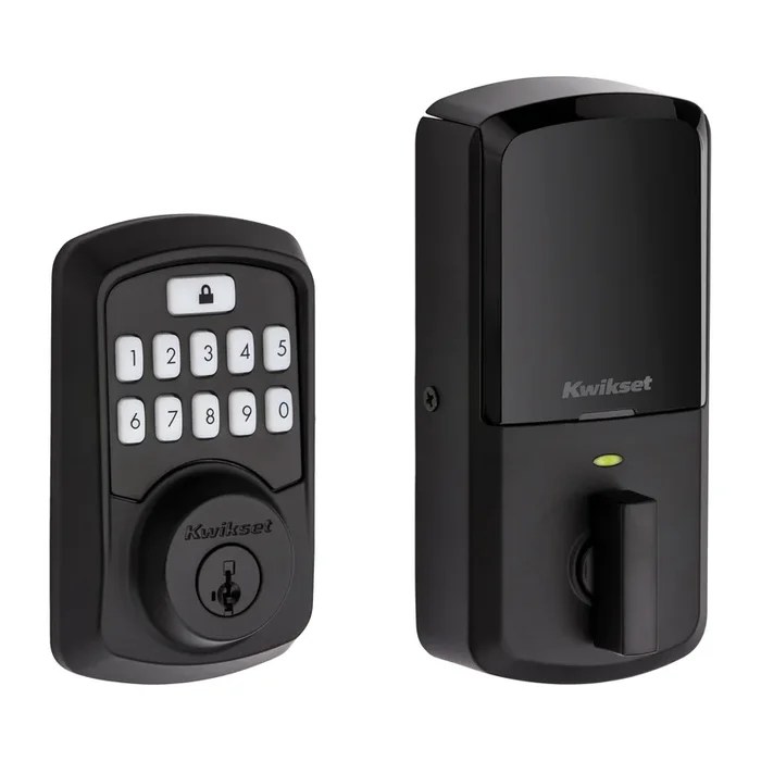 Kwikset Aura Bluetooth Keypad Electronic Deadbolt – Matte Black Finish