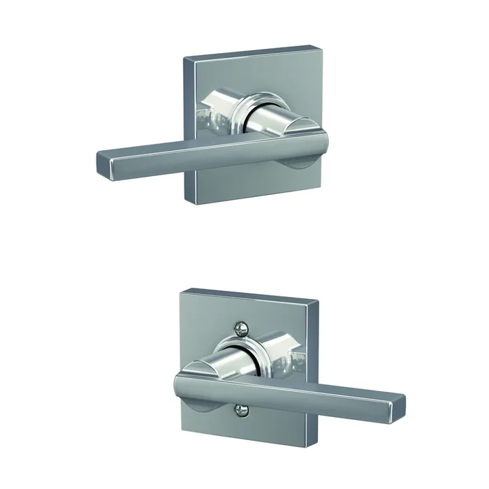 Latitude Lever with Collins Rose Passage Lock – Schlage Residential Bright Chrome Finish