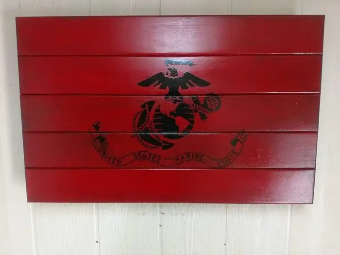 Liberty Home Marine Corps Flag Hidden Gun Storage Wall Art