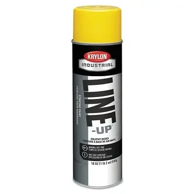 Line-Up Pavement Striping Paint, 18 oz, Aerosol Can, Highway Yellow, Flat