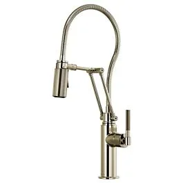 LITZE Articulating Faucet Single Handle With Finished Hose, Polished Nickel