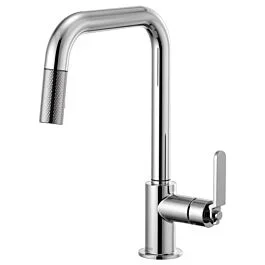 LITZE Single Handle Pull-Down Faucet with Square Spout and Industrial Handle, Chrome