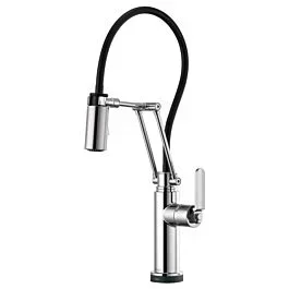 LITZE SmartTouch Articulating Kitchen Faucet with Industrial Handle, Chrome