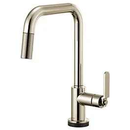 LITZE SmartTouch Pull-Down Kitchen Faucet with Square Spout and Industrial Handle, Polished Nickel
