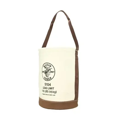 Load Rated Leather-Bottom Bucket, 1 Compartment, 17 in H, 12 in W, Off-White