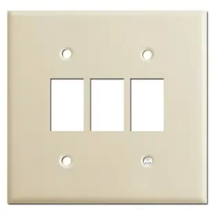 Low Volt Bracket Mount Wall Switch Plates for 3 GE Switches – Ivory