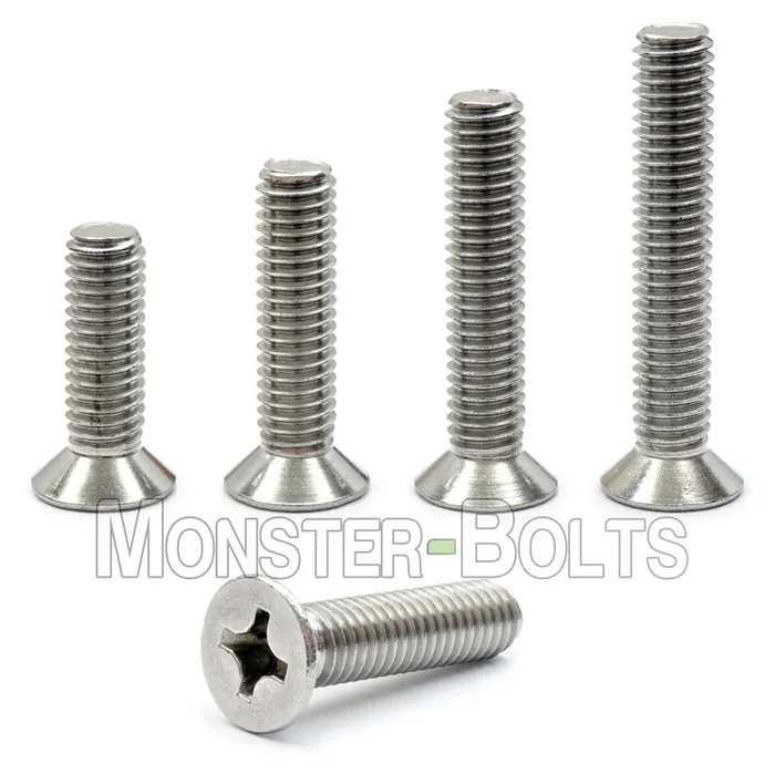 M2 Phillips Flat Head Machine screws, A2 Stainless Steel DIN 965 Coarse Thread