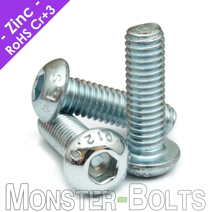 M6-1.0mm Button Head Socket Cap Screws – Zinc Plated 12.9 Alloy Steel