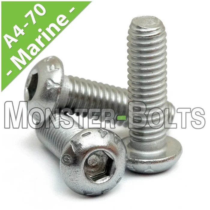 M8 Marine Grade Button Head Socket Cap screws, Stainless Steel A4 (316)