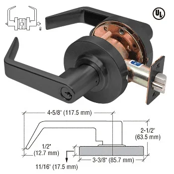 Matte Black Heavy-Duty Grade 2 Lever Locksets Entrance – Schlage 6-Pin