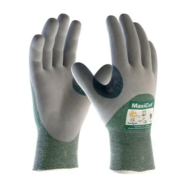 MaxiCut Seamless Knit Engineered Yarn Glove w/Nitrile Coated MicroFoam Grip on Palm Fingers & Knuckles – Green – 1/DZ – 18-575